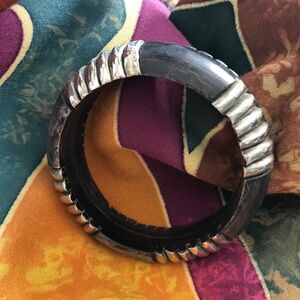 Rare Vintage Black Bangle Cuff w/Metal Cleats